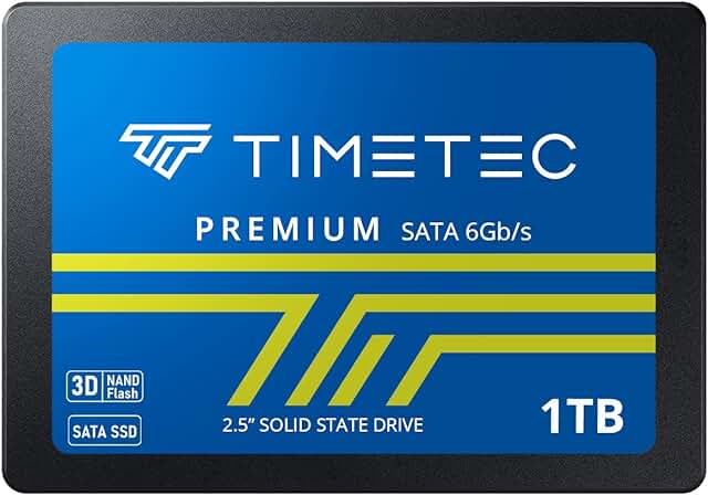 Timetec 1TB SSD 3D NAND SATA III 6Gb/s 2.5 Inch 7mm (0.28") Read Speed Up to 550 MB/s SLC Cache Performance Boost Internal...