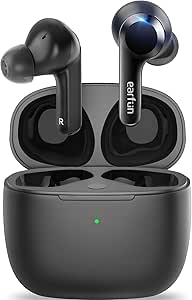 EarFun Wireless Earbuds, [What Hi-Fi Awards] Air Bluetooth In-Ear Headphones with 4 Mics ENC, Sweatshield™ IPX7 Waterproof, Clear Sound, Deep Bass, Wireless Charge, Game Mode, App Customize EQ, 35H