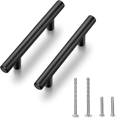 Ravinte 55 Pack | 5 Inch Cabinet Pulls Matte Black Stainless Steel Kitchen Drawer Pulls Cabinet Handles 5InchLength, 3Inch Hole Center