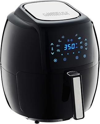 GoWISE USA 1700-Watt 5.8-QT 8-in-1 Digital Air Fryer with Recipe Book, Black