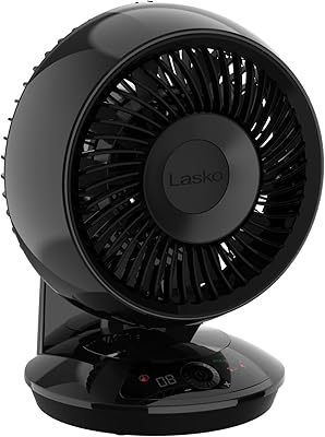 Lasko Whirlwind EcoQuiet Orbital Motion Air Circulator with DC Motor, 12 Speeds, Timer, Dark Mode, Remote Control for Small and Medium Sized Rooms, Black, A12668