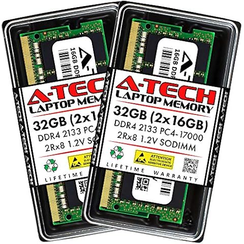 A-Tech 32GB (2x16GB) DDR4 2133 MHz SODIMM PC4-17000 (PC4-2133P) CL15 2Rx8 Non-ECC Laptop RAM Memory Modules