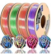 PLA Filament 1.75mm, Tri-Colors 3D Printer Filament, Rainbow PLA Filament Bundle, Coextrusion 3D ...