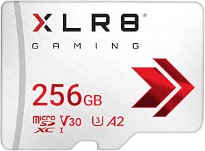 PNY XLR8 Gaming 256GB Class 10 U3 V30 A2 microSDXC Flash Memory Card, Read speed up to 100MB/s, Ideal for smartphones, tablets, handheld consoles