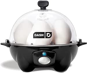 DASH Rapid Egg Cooker: 6 Egg Capacity Electric Egg Cooker for Hard Boiled Eggs, Poached Eggs, Scrambled Eggs, or Omelets with Auto Shut Off Feature - Black