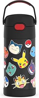 THERMOS FUNTAINER Water Bottle with Straw - 12 Ounce, Pokémon - Kids Stainless Steel Vacuum Insulated Water Bottle with Lid