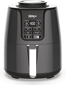 Ninja AF101 Air Fryer that Crisps, Roasts, Reheats, &amp; Dehydrates, for Quick, Easy Meals, 4 Quart Capacity, &amp; High Gloss Finish, Grey