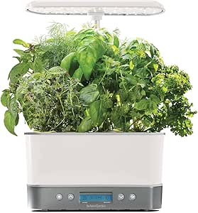 AeroGarden Harvest Elite Indoor Garden Hydroponic System with LED Grow Light and Herb Kit, Holds up to 6 Pods, White