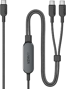 Anker USB C Cable, 4 ft 2-in-1 USB C to USB C Cable 140W Max, Fast Charging for iPhone 16 Series, MacBook, iPad, and More (USB 2.0, Braided, Black)