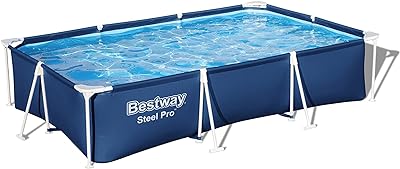 Bestway Steel Pro Frame Pool Set with Filter Pump 300 x 201 x 66 cm, Dark Blue, Square