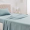 Amazon Basics Lightweight Super Soft Easy Care Microfiber 3-Piece Bed Sheet Set with 14-Inch Deep Pockets, Twin, Spa Blue, Solid