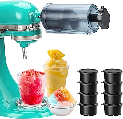 Shave Ice Attachment for KitchenAid Stand Mixer,with 8 Molds Shave Ice Attachment for KitchenAid Stand Mixers, Ice Shaver Attachment, Snow Cone Attachment,Ice Shaver Maker