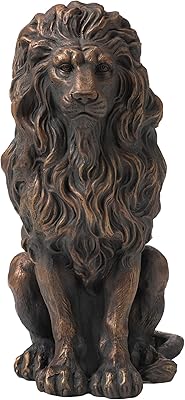 glitzhome Magnesium Oxide, Fibre Glass GH20387 Guardian Standing Lion Outdoor Statue, Bronze