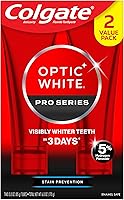 Colgate Optic White Pro Series Whitening Toothpaste with 5% Hydrogen Peroxide, Stain Prevention, 3 oz Tube, 2 Pack