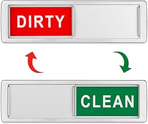 Dishwasher Magnet Clean Dirty Sign Non-Scratching Strong Magnet or 3M Adhesive Options Indicator Tells Whether Dishes Are Clean or Dirty (Silver)