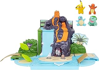 Pokémon Carry ‘N’ Go Volcano Playset with 4 Included 2-inch, Pikachu, Charmander, Bulbasaur, and Squirtle - Bring Everywhe...