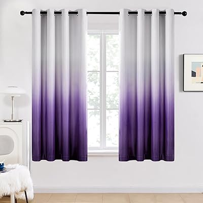 Deconovo Black Out Ombre Curtains, Decorative Gradient Thermal Insulated Curtains for Bedroom 2 Panels Set, Each 52x63 Inches, Purple