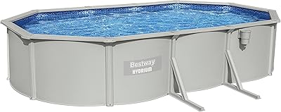 Bestway Hydrium Galvanized Steel Wall Above Ground Pool Set 20' x 12' x 48" | Semi-Permanent, Year-Round Oval Swimming Pool | Includes Sand Filter, Skimmer, Ladder, Ground Cloth, Cover