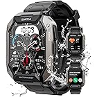 Military Smart Watches for Men IP68 Waterproof for Swimming, with Answer/Make Calls, 80 Days Extra-Long Battery Outdoor Tactical Smart Fitness Watch, Blood Pressure/Heart Rate Smartwatch for Android