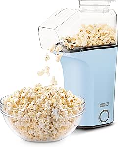 DASH Hot Air Popcorn Popper Maker with Measuring Cup to Portion Popping Corn Kernels + Melt Butter, 16 Cups - Dream Blue