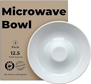 MicrowavaBowl Ceramic Set of 2 - Say Goodbye to Cold Spots, Microwave Safe bowls for Kitchen, Efficiently Re-Heat Microwave Dishes, BPA-Free and Eco-friendly