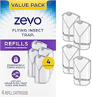 ZEVO Flying Insect Refills for Indoor Light Trap: 4 Light Trap Refill Cartridges Capture Fruit Flies, Gnats and...