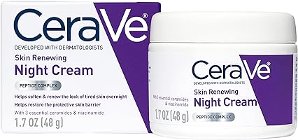 CeraVe Skin Renewing Night Cream | Niacinamide, Peptide Complex, and Hyaluronic Acid Moisturizer for Face | 1.7 Ounce,...