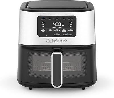 Cuisinart Air Fryer Oven – 6-Qt Basket Stainless Steel Air Fryer – Dishwasher-Safe Parts with 5 Presets – Roast, Bake, Broil, Air Fry and Keep Warm – Quick & Easy Meals – AIR-200