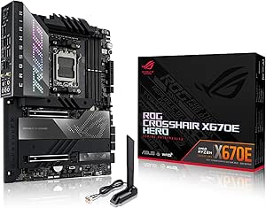 ASUS ROG Crosshair X670E Hero AMD X670 AM5 Ryzen™ Desktop 9000 8000 &amp; 7000 ATX Motherboard, 18 + 2 Power Stages, PCIe® 5.0, DDR5, 5X M.2 Slots, USB 3.2 Gen 2x2 with Quick Charge 4+, USB4®, Wi-Fi 6E