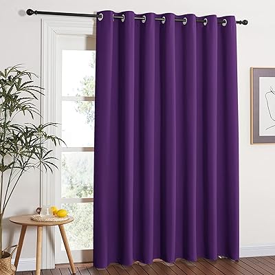 NICETOWN Insulated Sliding Door Curtain - Wide Thermal Blackout Patio Door Curtain Panel, Sliding Door Drapes/Draperies with Grommet Top (Royal Purple, W100 x L84)