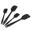 Amazon Basics Non-Stick Heat Resistant Rectangular Silicone Spatula Set, 2 Small & 2 Large Spatulas, Black, Pack of 4 (Previously AmazonCommercial brand)