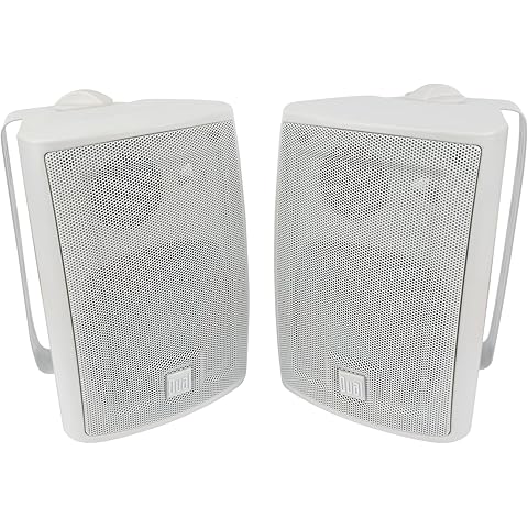 Dual Electronics 4" 3-Way High Performance Outdoor Indoor Speakers with Powerful Bass, Effortless Mounting Swivel Brackets, All Weather Resistance, Sold in Pair, LU43PW