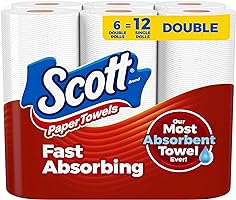 Scott Paper Towels, Choose-A-Sheet, 6 Double Rolls = 12 Regular Rolls (100 Sheets Per Roll)