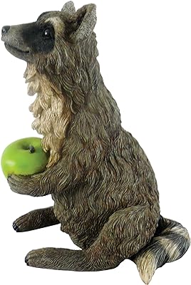 Raccoon L Gray/White Statue by Michael Carr Designs - Outdoor Raccoon Figurine for gardens, patios and lawns (508006A)