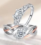 JewelryPalace Infinity Twisted Cubic Zirconia 3 Stones Engagement Ring for Women, Love Knot 925 S...