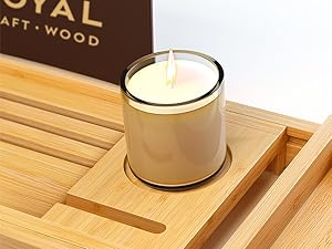 Stylish Wood Bath Tub Caddy - Perfect for a Relaxing Bathing Experience, Includes Slot for Candle