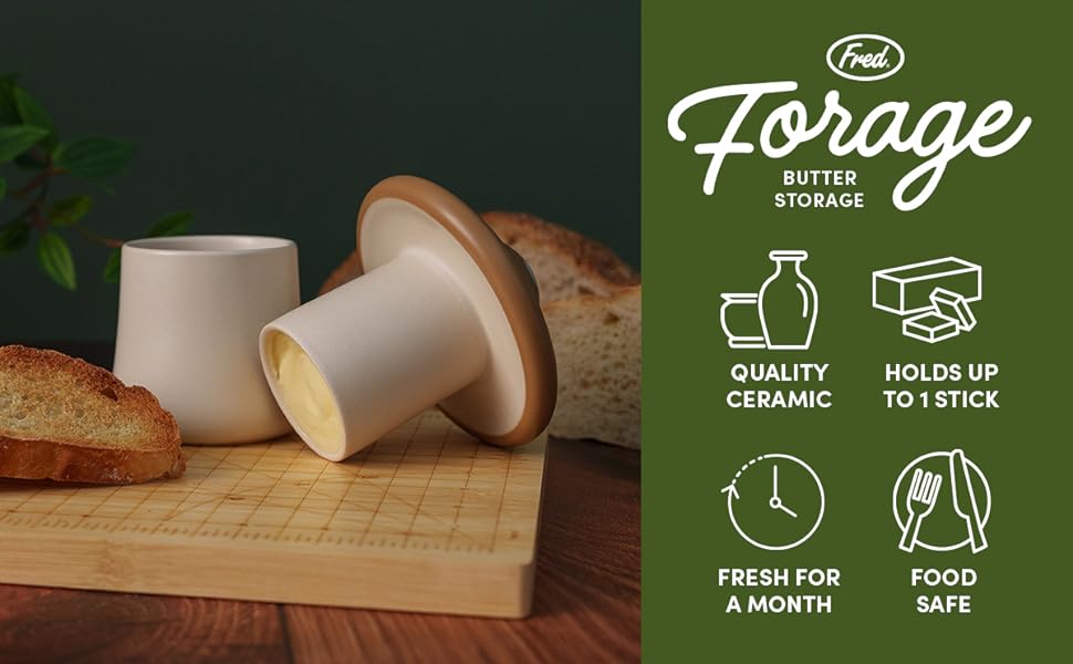 Forage - Butter Storage - Quality Ceramic, Holds up to 1 stick, fresh for a month, food safe.