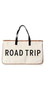 road trip tote canvas bag for snacks car ride vacation bag