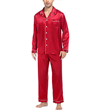 SWOMOG Mens Silk Satin Pajamas Long Sleeve Loungewear Two-piece Sleepwear Button-Down Pj Set