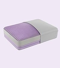 Purple Dreamlayer Pillow on purple background half exposed to show Purple GelFlex Grid