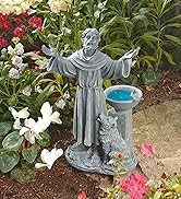Design Toscano JE14106 St. Francis' Blessing Religious Garden Decor Statue Bath Bird Feeder, 19 i...