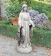 Design Toscano VG55436 Madonna of Notre Dame Religious Garden Decor Statue, 36 Inch, Antique Stone