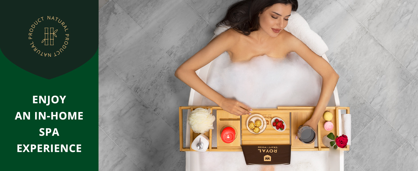 Stylish Bath Tub Caddy Tray - Bamboo Bath Caddy for a Home Spa Experience, Perfect for Relaxation