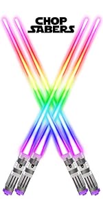 CHOPSABERS Lightsaber Chopsticks Light Up Star Wars 2 PAIRS Rainbow