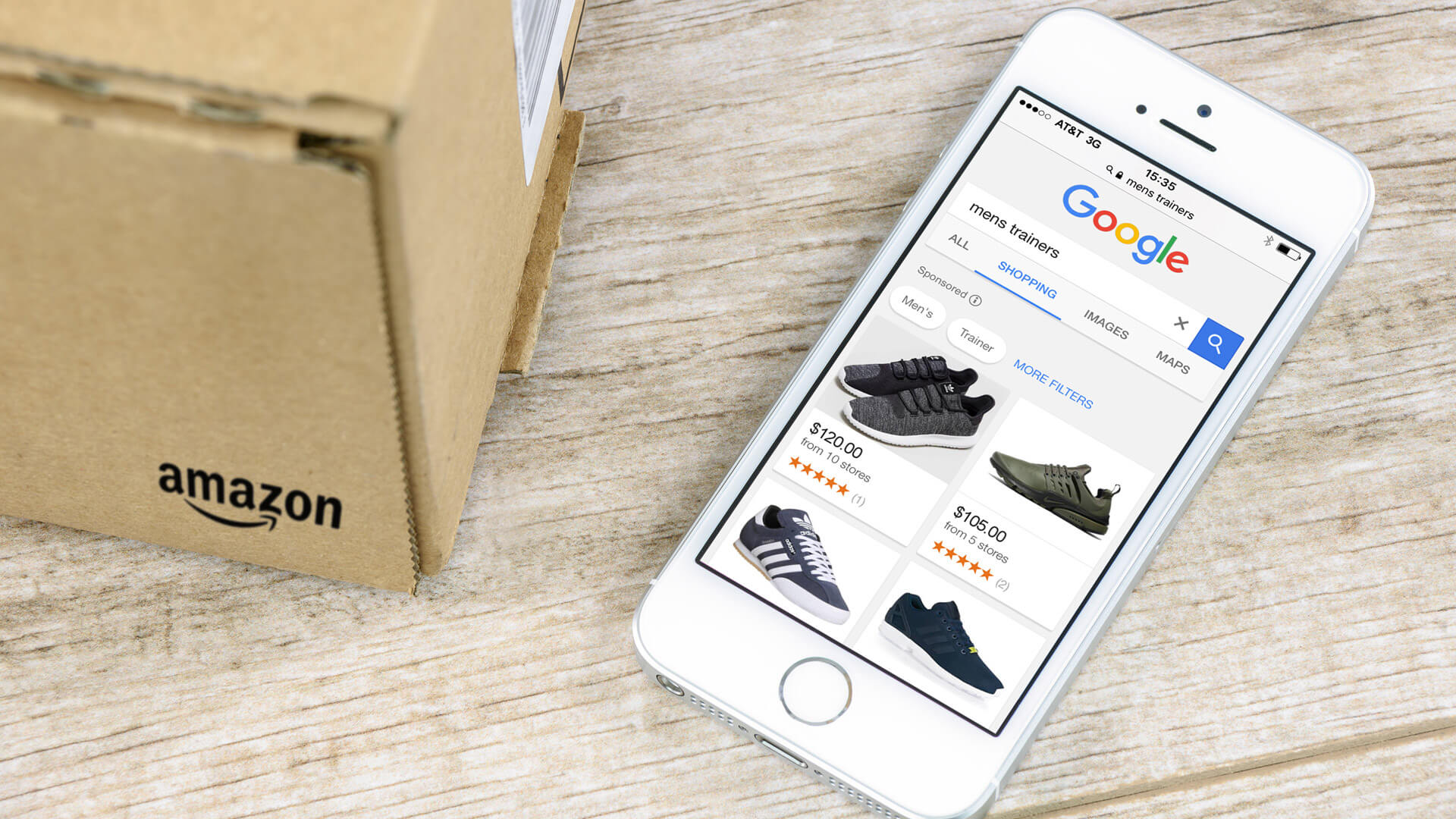 Amazon Box And Google Shopping Phone