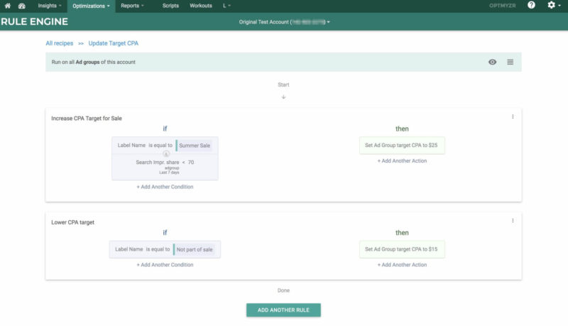 Update Target CPA With Optmyzr Bidding Tool