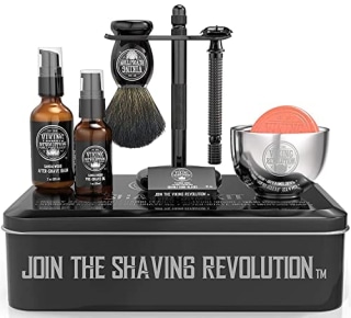 Luxury Safety Razor Shaving Kit - Includes Double Edge Safety Razor, Stand, Bowl, After-Shave Balm, Pre-Shave Oil, Badger Brush - Safety Razor Kit