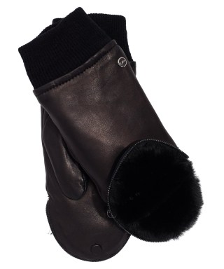 Echo Zip-Top Faux Fur Leather Mitten