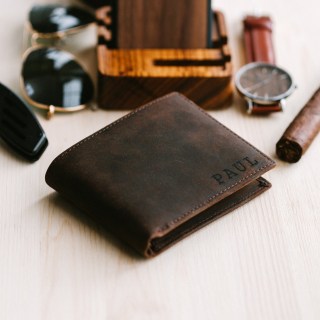 Engraved Leather Wallet