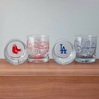 Baseball Park Map Glasses (Set of 2)